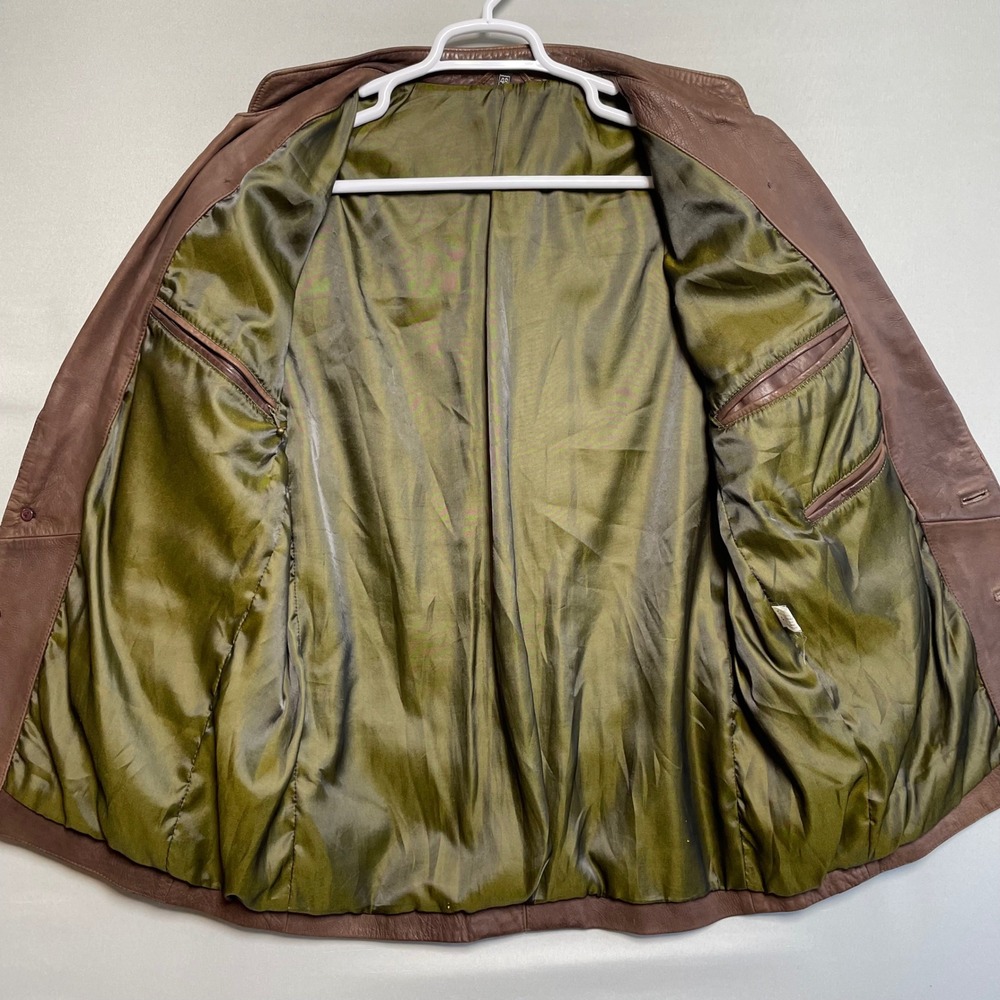 Vintage Bavarian Nappa Leather Janker Jacket 48 M Brown Trachten Austrian Crest - Picture 7 of 11